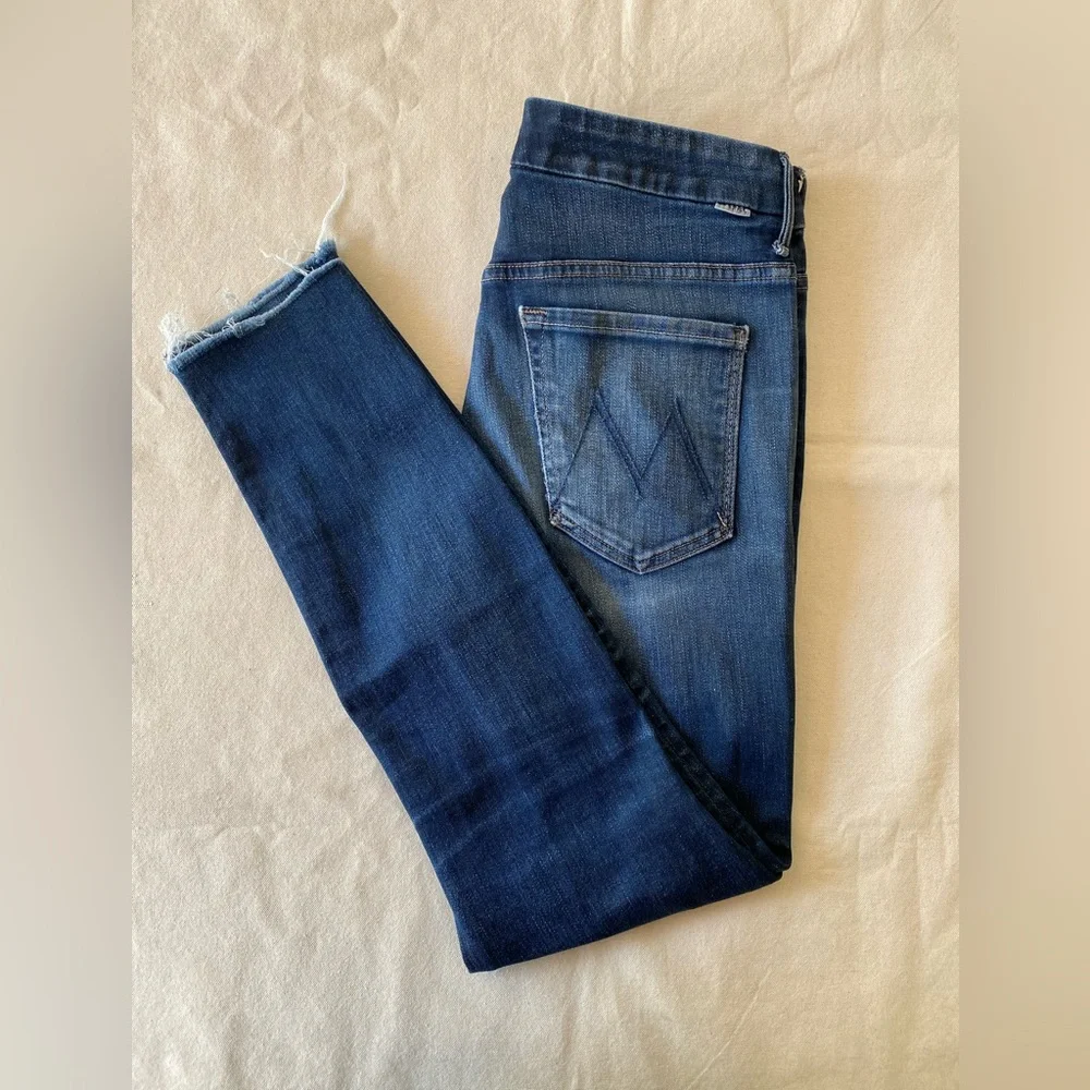 Mother The Looker High Waist Ankle Fray NightOwl Dark Wash Women's Blue Jeans 30 - Picture 1 of 12